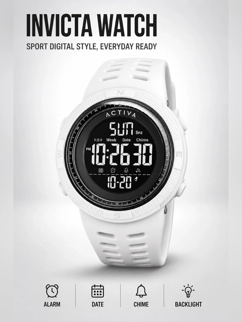 Invicta Activa Men’s White and Black Digital Sport Watch